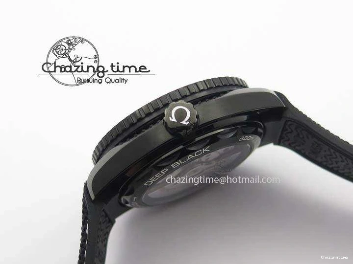 0427 Planet Ocean 45mm GMT DLC JHF Best Edition Black Dial On Rubber Strap A Durable 8194